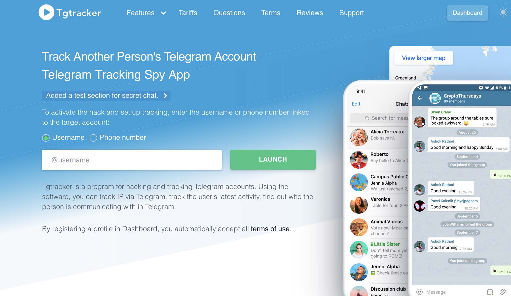 Abfangen und Abhören eines geheimen Telegram-Chats mit Tgtracker